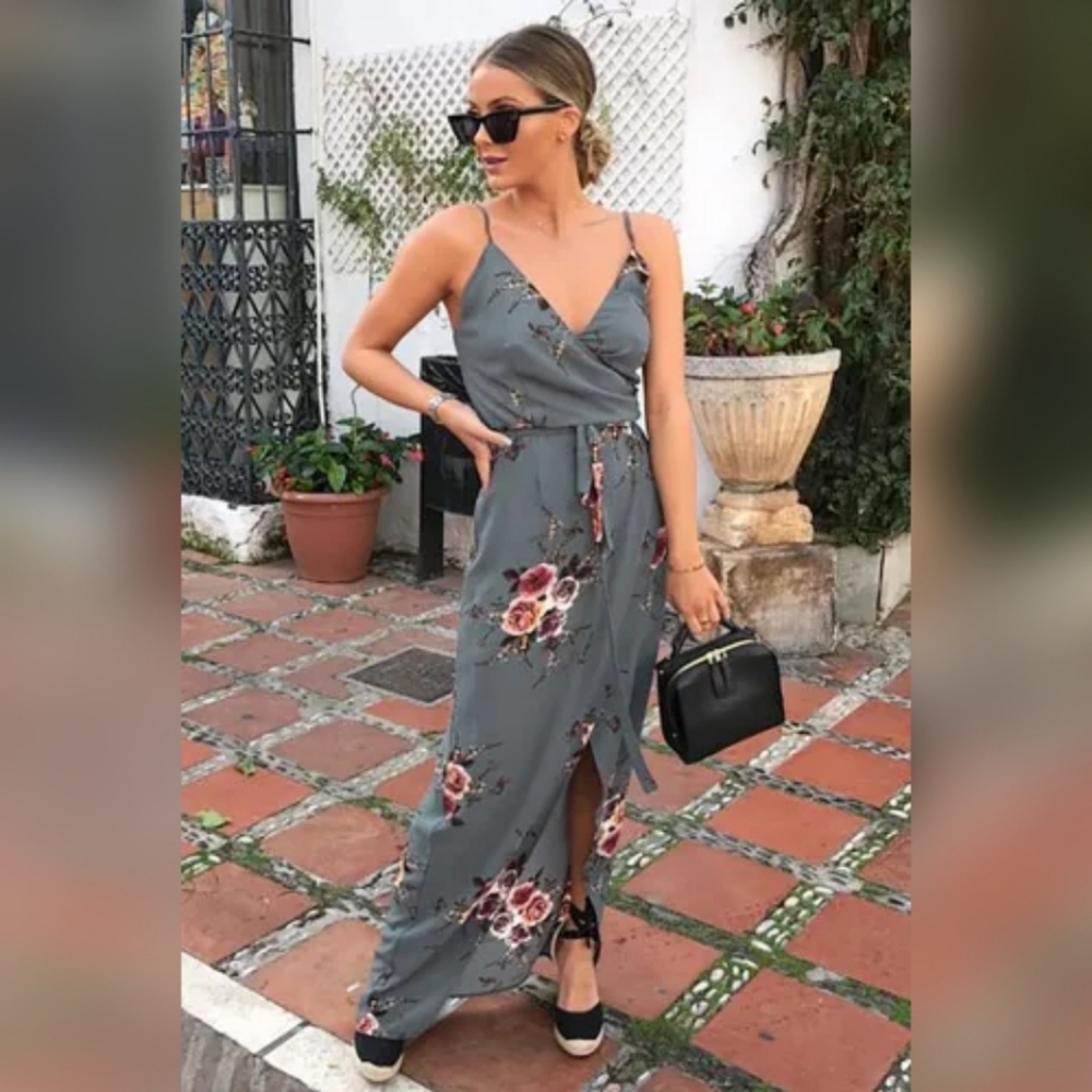 Floral Faux Wrap Dress - Picture 2 of 11
